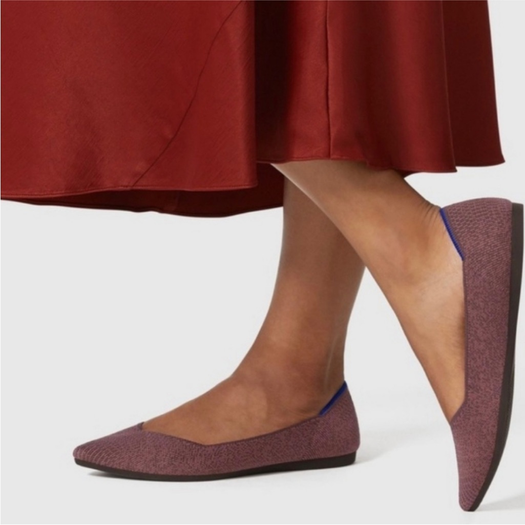 Rothy's The Point Toe Flat In Truffle Python 6.5